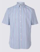 Marks & Spencer 2in Longer Pure Cotton Striped Shirt Multi