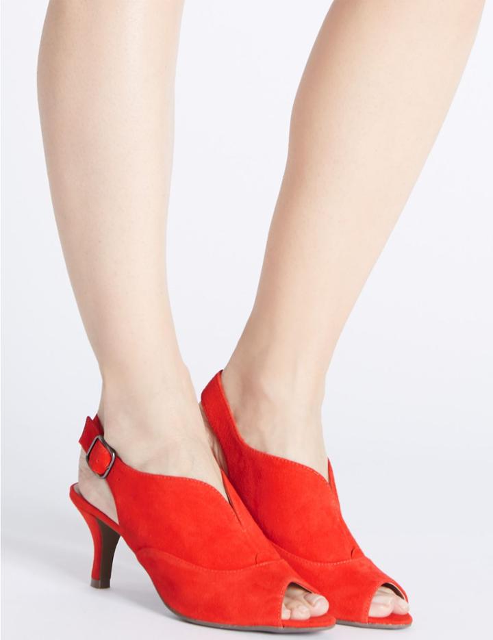Marks & Spencer Suede Stiletto High Vamp Sandals Flame