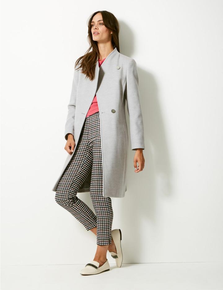 Marks & Spencer Funnel Neck Coat Light Grey