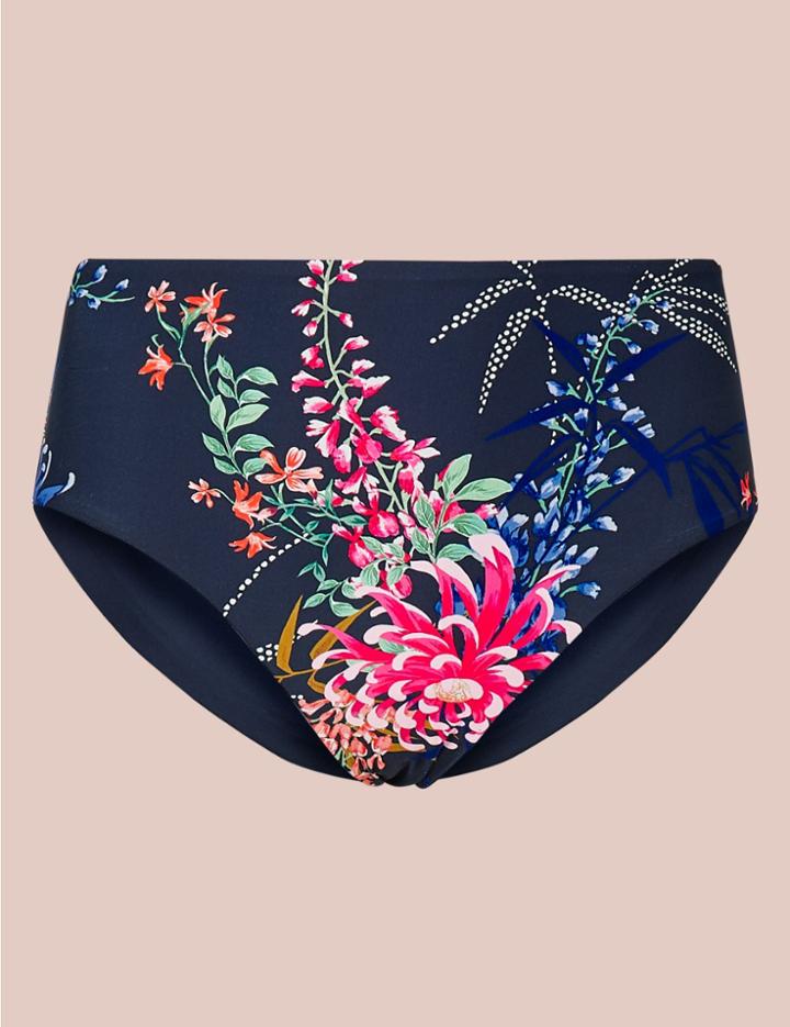 Marks & Spencer High Waisted Bikini Bottoms Navy Mix