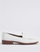 Marks & Spencer Leather Block Heel Loafers White