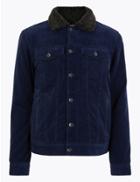 Marks & Spencer Pure Cotton Corduroy Borg Lined Jacket Navy