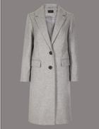 Marks & Spencer Petite Single Breasted Coat With Cashmere Grey