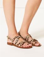 Marks & Spencer Leather Buckle Loop Sandals Brown Mix