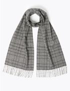Marks & Spencer Cashmere Prince Of Wales Checked Scarf Black Mix