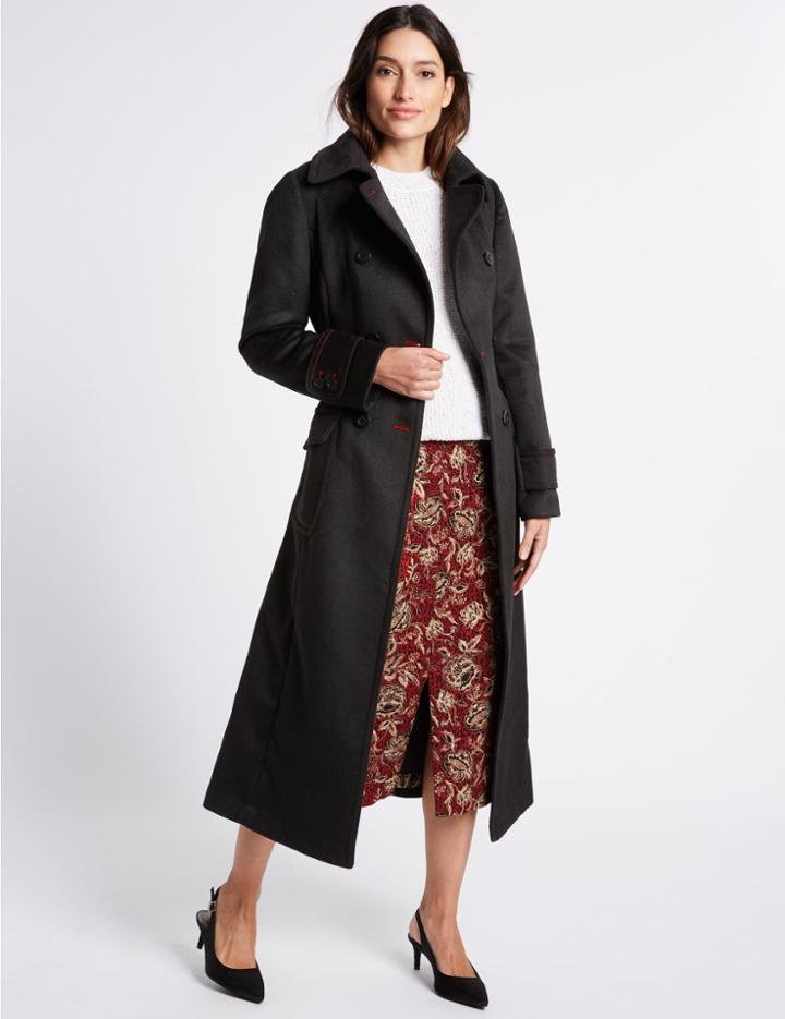 Marks & Spencer Patch Pocket Trench Coat With Belt Black