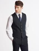 Marks & Spencer Cotton Rich Tailored Fit Waistcoat Navy