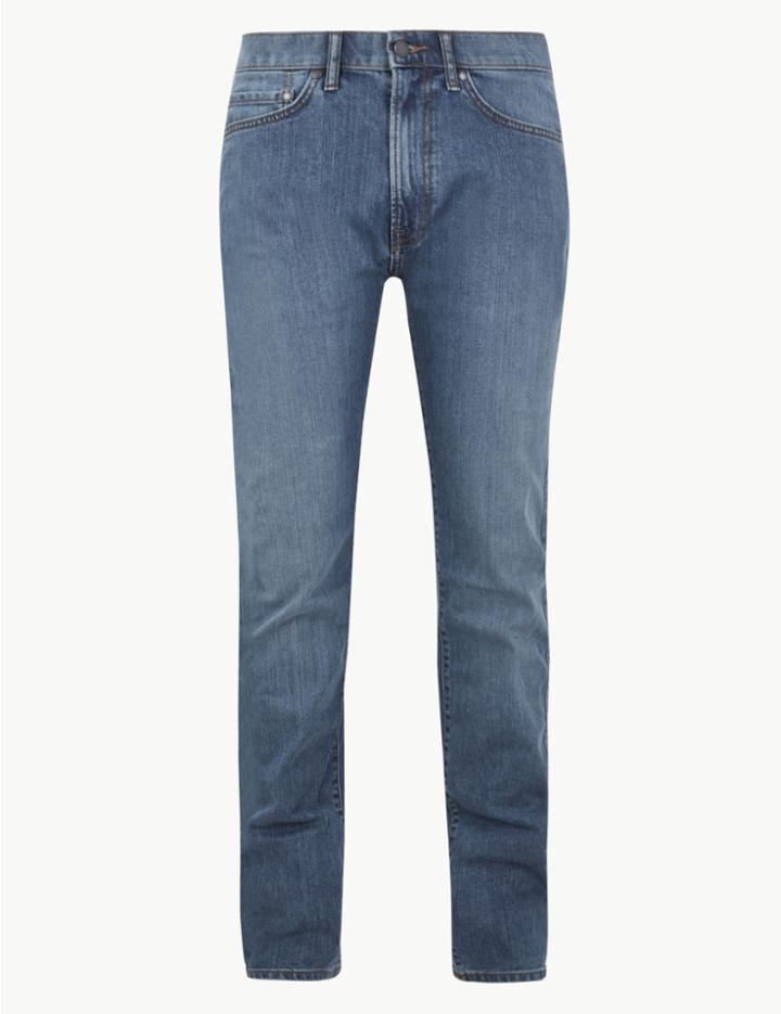 Marks & Spencer Tapered Fit Stretch Jeans With Stormwear&trade; Light Denim