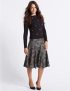 Marks & Spencer Textured A-line Midi Skirt Black Mix