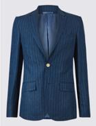 Marks & Spencer Pure Linen Slim Fit Jacket Dark Blue