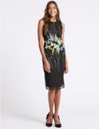 Marks & Spencer Floral Embroidered Bodycon Dress Black Mix
