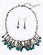 Marks & Spencer Stick Bead Necklace & Earrings Set Blue Mix