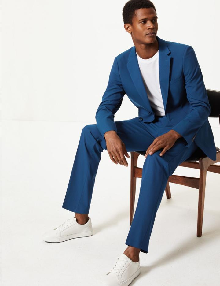 Marks & Spencer Blue Slim Fit Jacket Blue