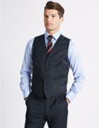 Marks & Spencer Navy Textured Tailored Fit Wool Waistcoat Navy