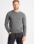 Marks & Spencer Pure Cotton Crew Neck Jumper Mid Grey