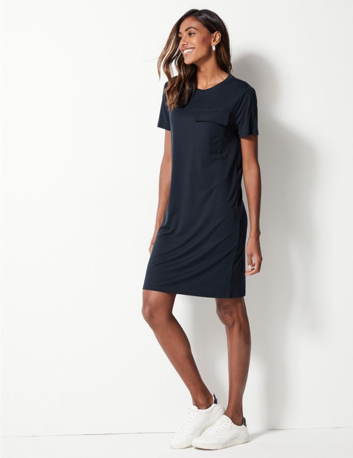 Marks & Spencer Short Sleeve T-shirt Mini Dress Navy