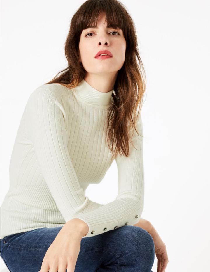 Marks & Spencer Ribbed Fitted Jumper Cream