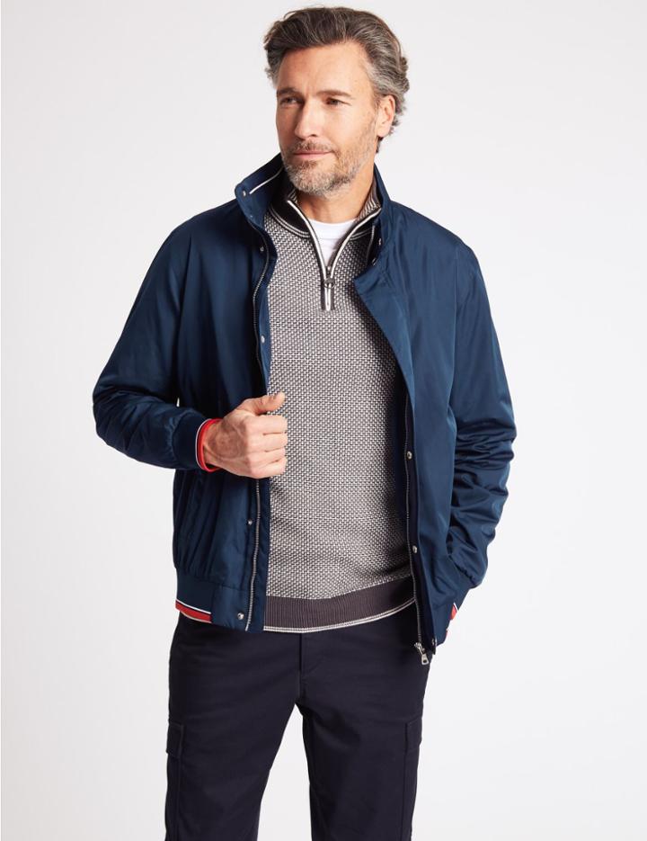 Marks & Spencer Lightweight Bomber Jacket With Stormwear&trade; Navy