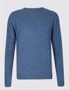 Marks & Spencer Pure Lambswool Textured Jumper Blue Mix
