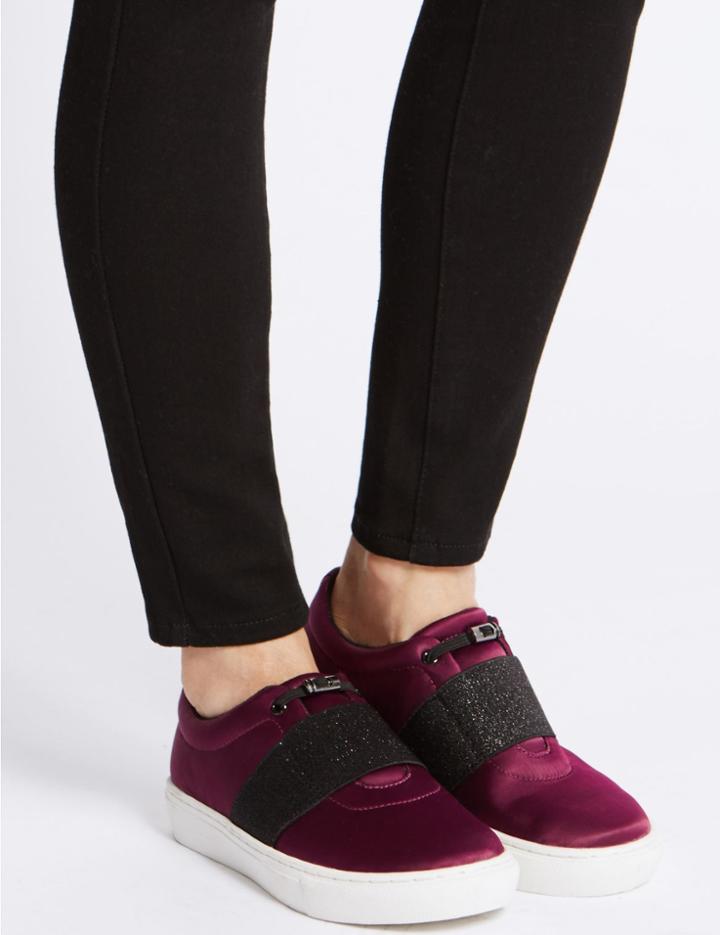 Marks & Spencer Toggle Slip-on Trainers Berry