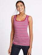 Marks & Spencer Pure Cotton Striped Sleeveless Vest Top Multi
