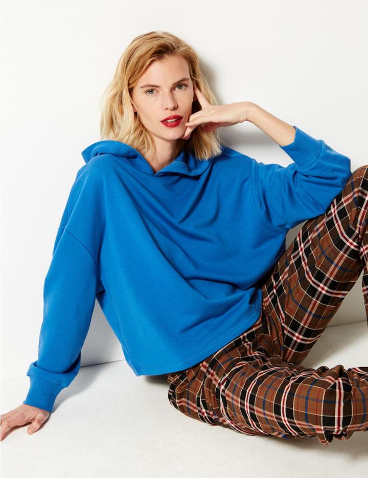 Marks & Spencer Hooded Long Sleeve Sweatshirt Azure Blue