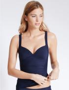 Marks & Spencer Ruched Plunge Tankini Top Navy
