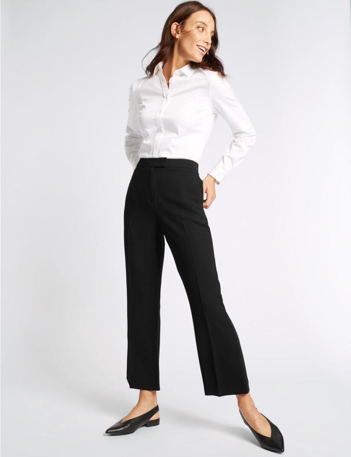 Marks & Spencer Kick Flare Cropped Trousers Black