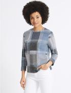 Marks & Spencer Checked Round Neck &frac34; Sleeve Sweatshirt Multi