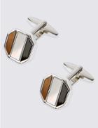 Marks & Spencer Octagon Semi Precious Stripe Cufflinks White Mix