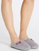 Marks & Spencer Spotted Bow Mule Slippers Dark Grey