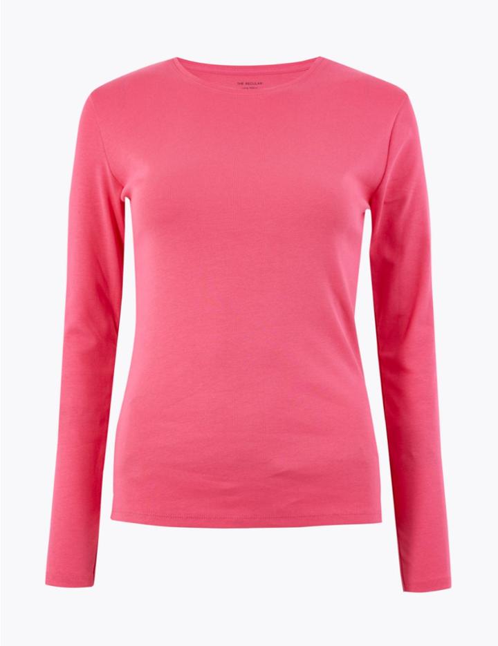 Marks & Spencer Pure Cotton Regular Fit T-shirt Very Pink