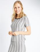 Marks & Spencer Striped Short Sleeve Jersey Top Black Mix