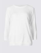 Marks & Spencer Pure Cotton Ribbed Round Neck Jumper White