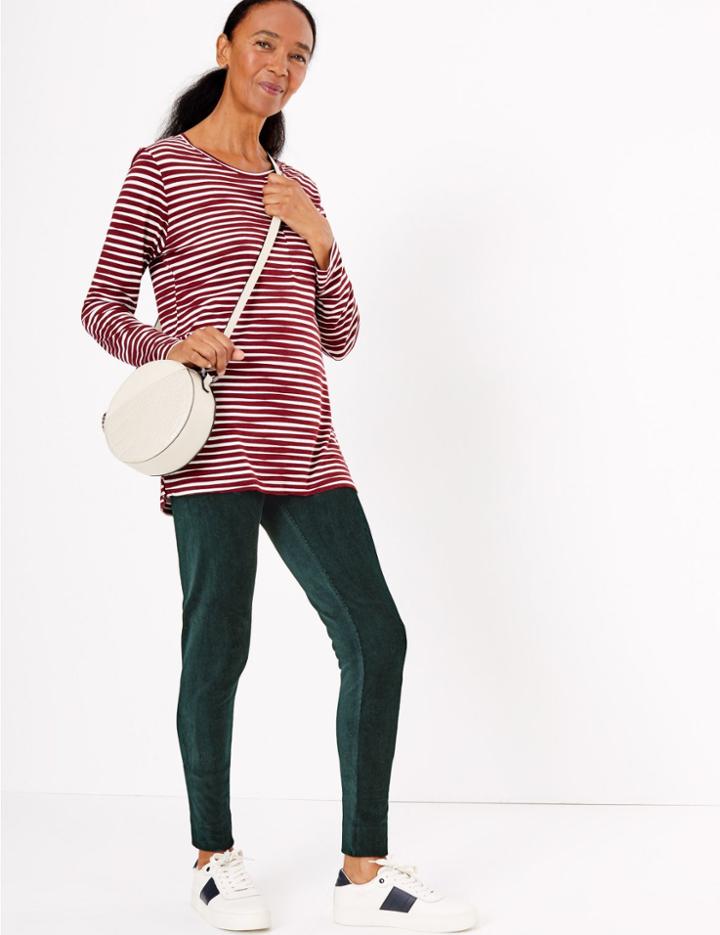Marks & Spencer Corduroy Slim Fit Ankle Grazer Leggings Dark Petrol