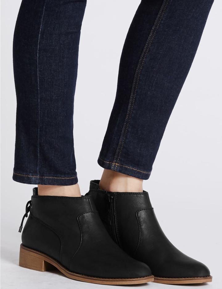Marks & Spencer Tie Back Ankle Boots Black