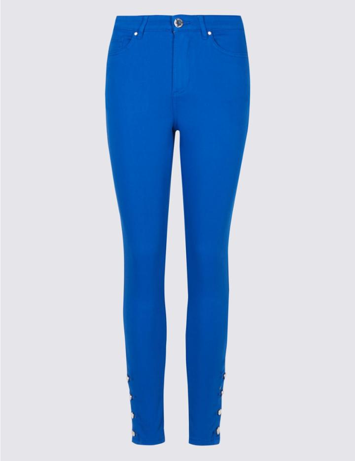 Marks & Spencer Hem Detail Roma Rise Jeans Bright Blue