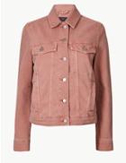 Marks & Spencer Pure Cotton Button Detailed Denim Jacket Pale Pink