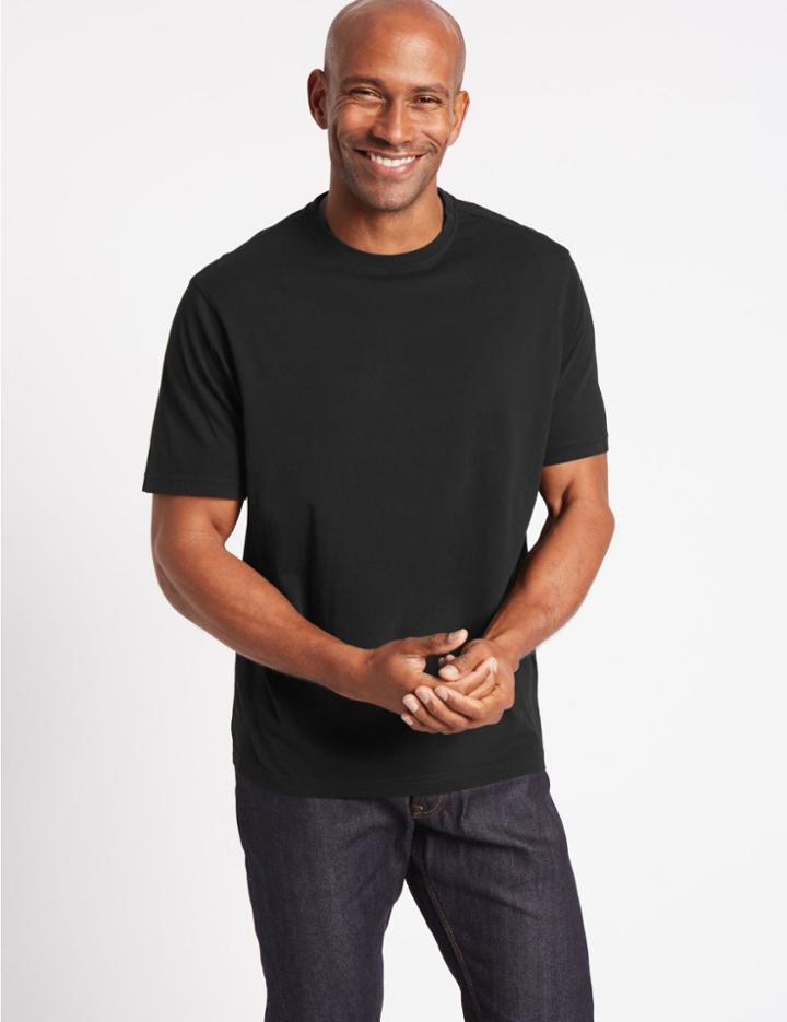 Marks & Spencer Pure Cotton T-shirt With Cool Comfort&trade; Black