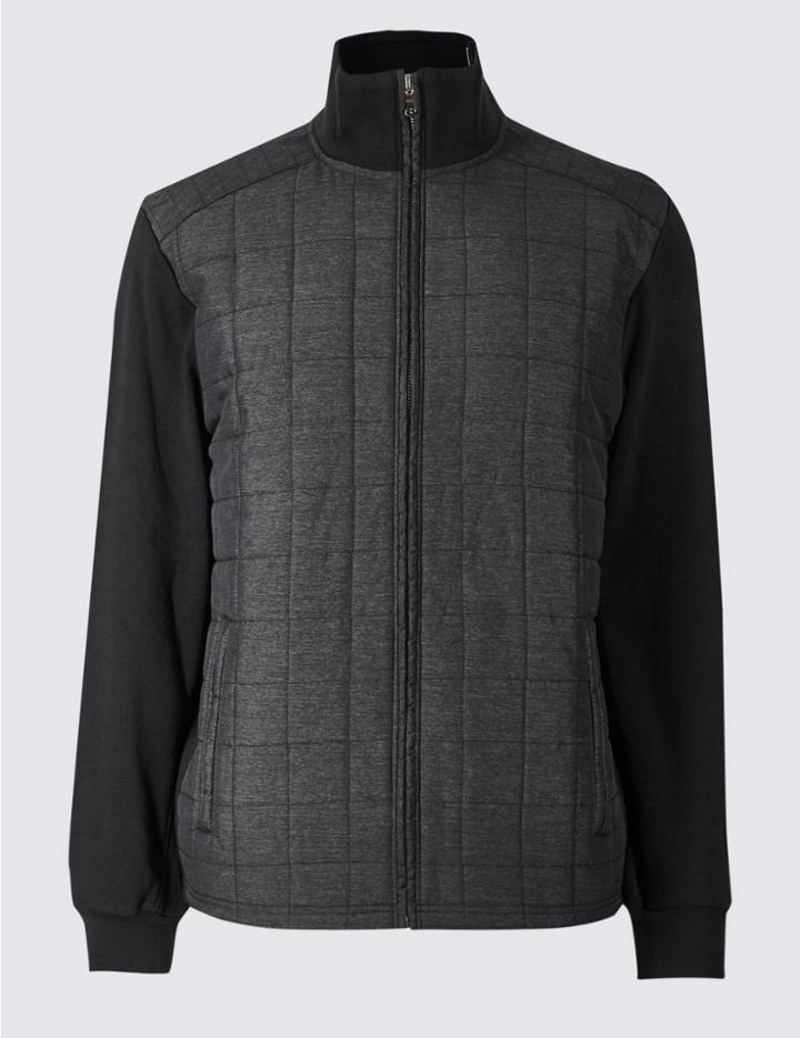 Marks & Spencer Cotton Rich Textured Sweatshirt Charcoal Mix