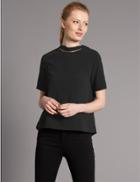 Marks & Spencer Pleat Back Short Sleeve Shell Top Black