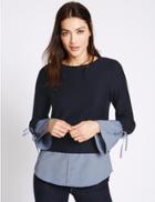 Marks & Spencer Long Sleeve Jersey Top Navy Mix