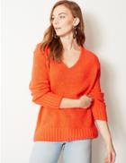 Marks & Spencer Textured V-neck Jumper Mango