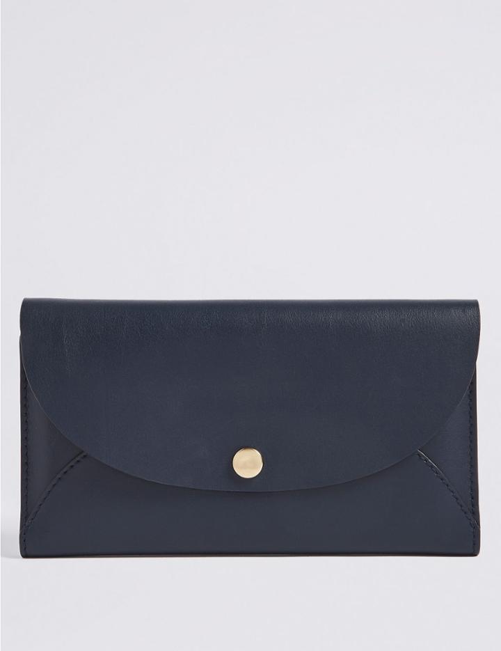 Marks & Spencer Leather Stud Fold Over Purse Navy
