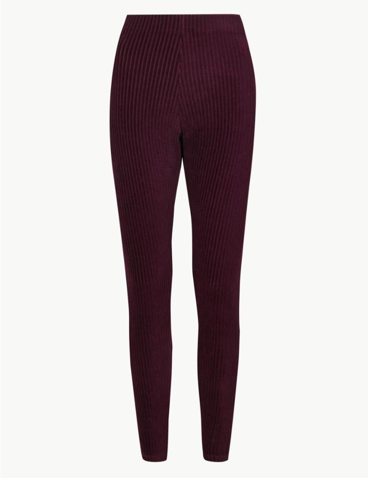 Marks & Spencer Textured Ankle Grazer Leggings Plum