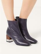 Marks & Spencer Feature Heel Leather Ankle Boots Purple
