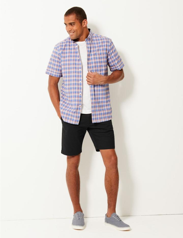 Marks & Spencer Cotton Rich Chino Shorts With Stretch Black