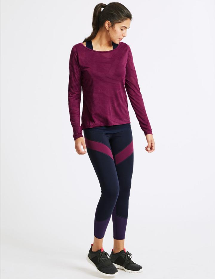 Marks & Spencer Quick Dry Colour Block Leggings Grape Mix