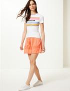 Marks & Spencer Embroidered Casual Shorts Orange Mix