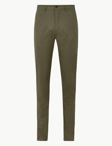 Marks & Spencer Skinny Fit Cotton Rich Chinos Washed Green